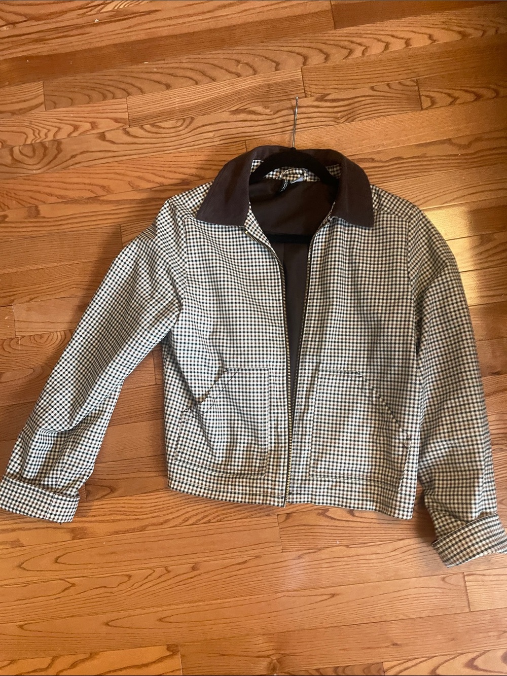 Divided Black and White Check Bomber Jacket - Women's